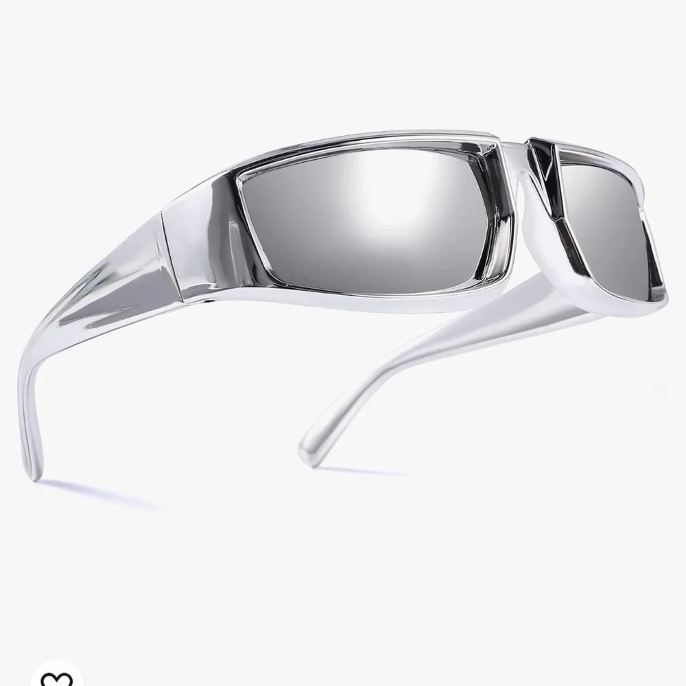 Wrap Around Trendy Sunglasses Silver - Futuristic Look